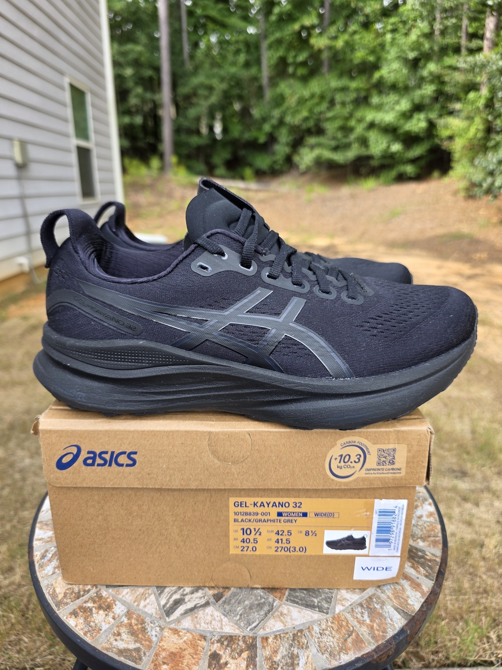 Asics Gel Kayano 32 1012B839 Black Running Shoe Women Sz 10.5 D Wide Worn 1x Box